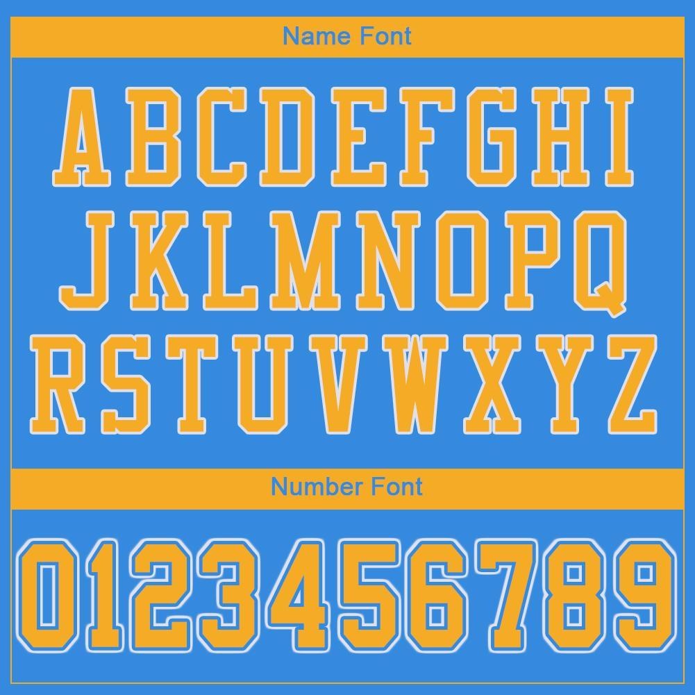 Custom Powder Blue Gold-White Mesh Authentic Football Jersey photo 3