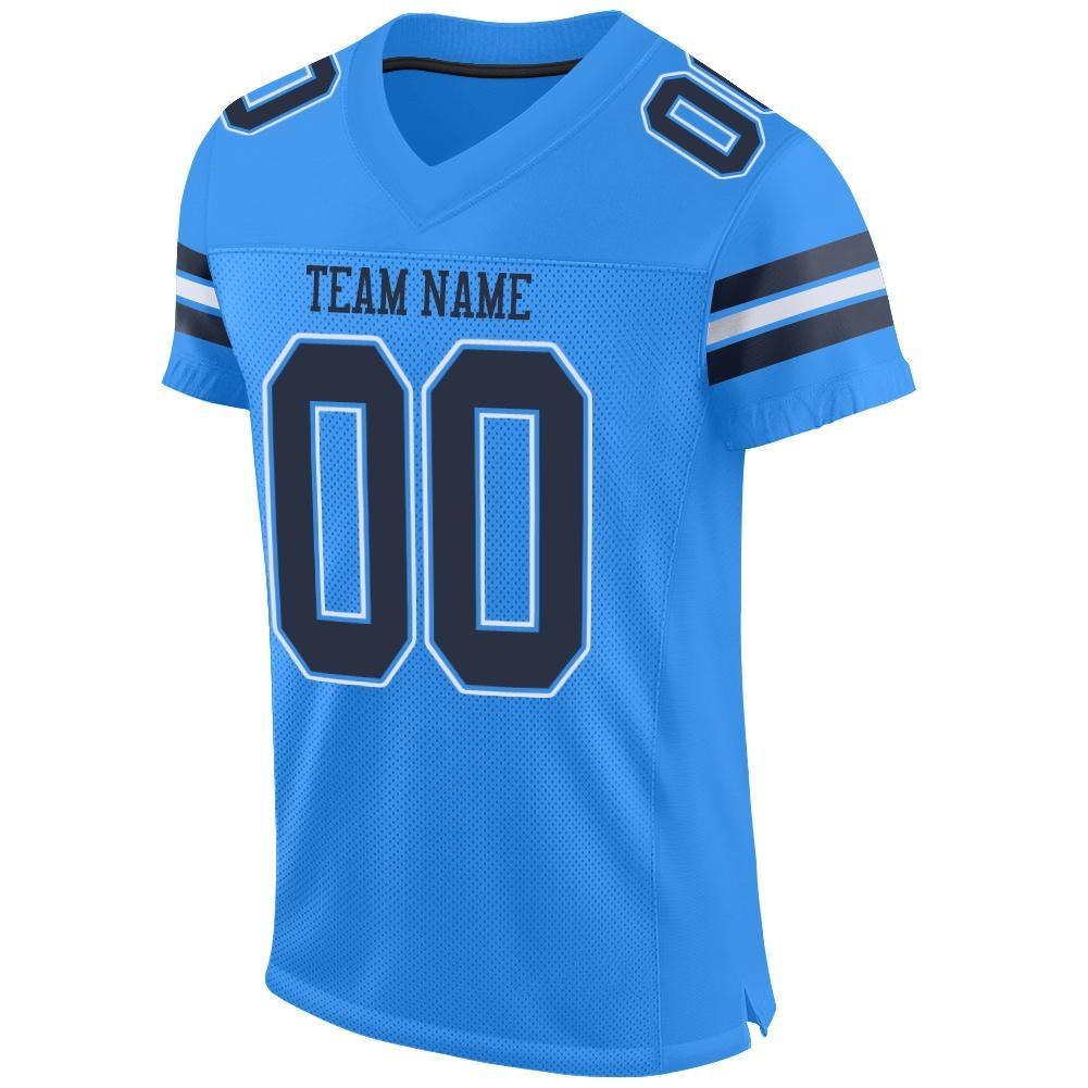 Custom Powder Blue Navy-White Mesh Authentic Football Jersey photo 2
