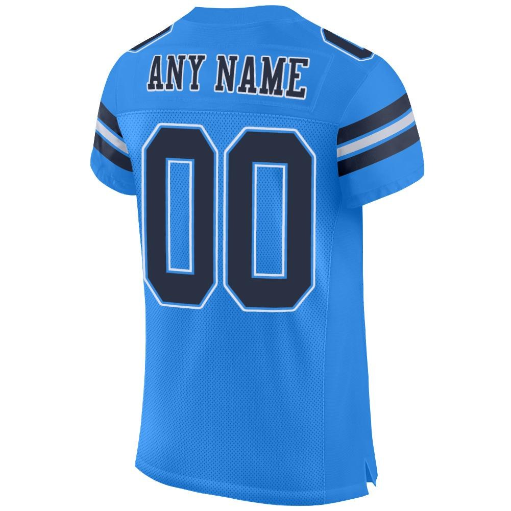Custom Powder Blue Navy-White Mesh Authentic Football Jersey photo 3