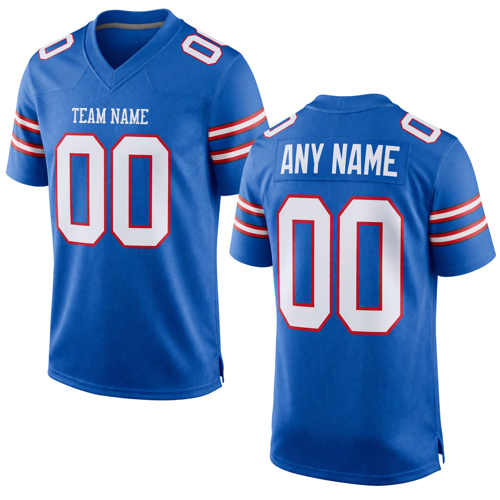 Custom Powder Blue White-Red Mesh Authentic Football Jersey