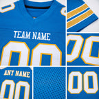 Custom Powder Blue White-Gold Mesh Authentic Football Jersey detail