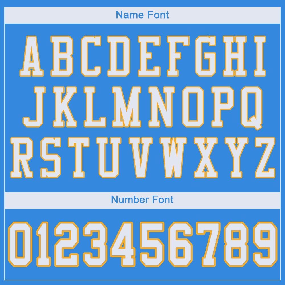 Custom Powder Blue White-Gold Mesh Authentic Football Jersey photo 4