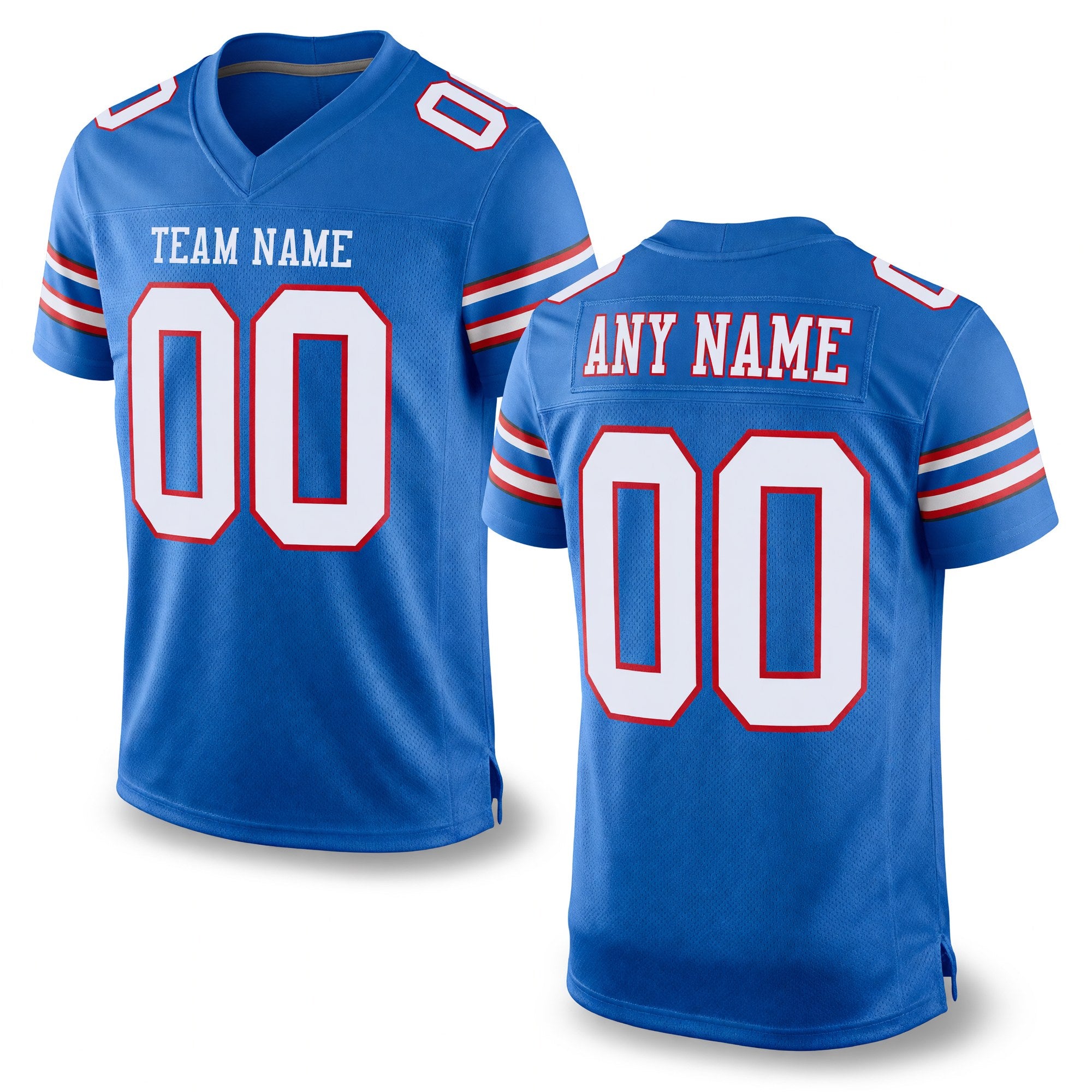 Custom Powder Blue White-Red Mesh Authentic Football Jersey
