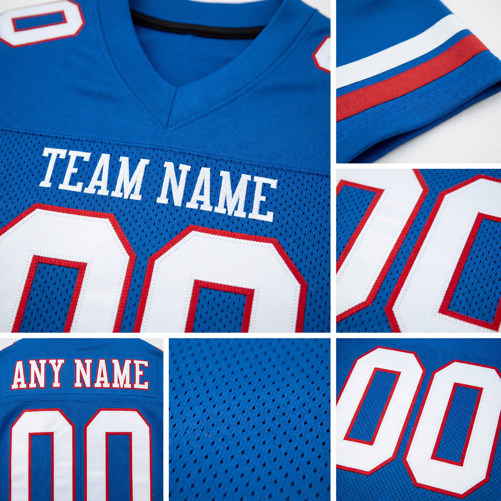 Custom Powder Blue White-Red Mesh Authentic Football Jersey detail