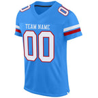 Custom Powder Blue White-Red Mesh Authentic Football Jersey photo 1