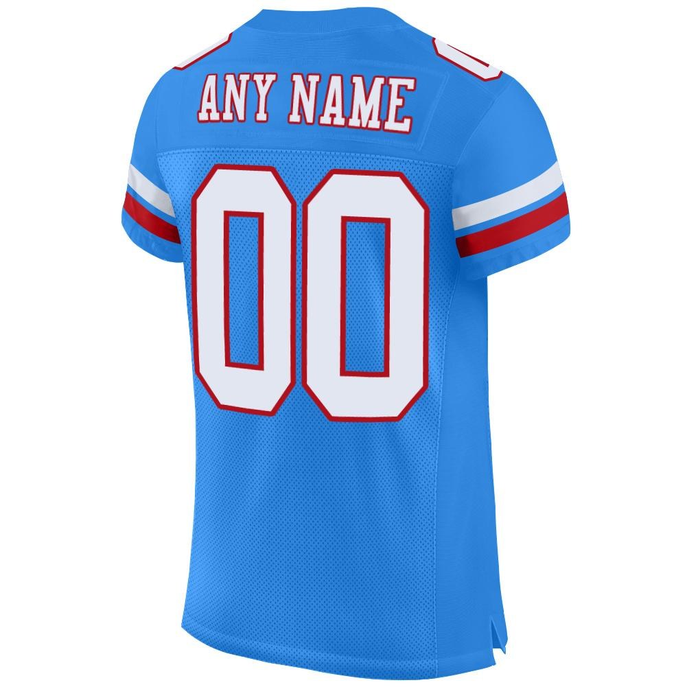 Custom Powder Blue White-Red Mesh Authentic Football Jersey photo 2