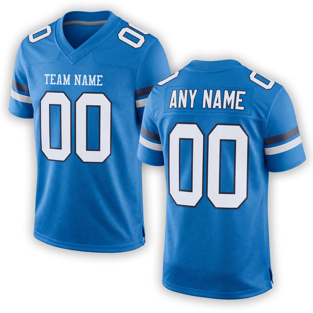 Custom Powder Blue White-Navy Mesh Authentic Football Jersey