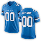 Custom Powder Blue White-Navy Mesh Authentic Football Jersey