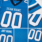 Custom Powder Blue White-Navy Mesh Authentic Football Jersey detail