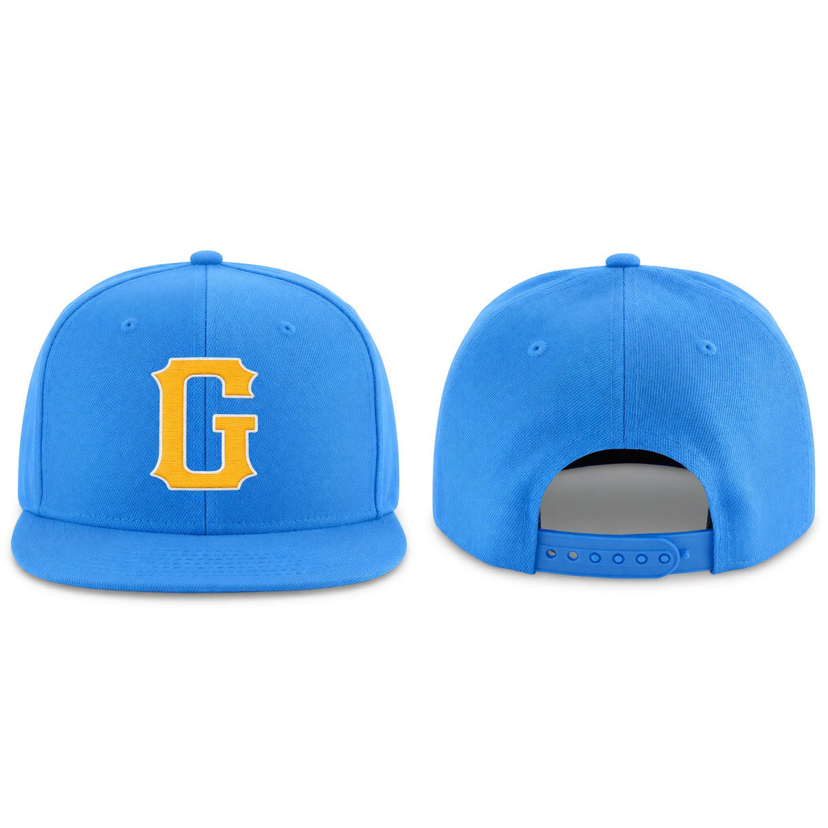 Custom Powder Blue Gold-White Stitched Adjustable Snapback Hat