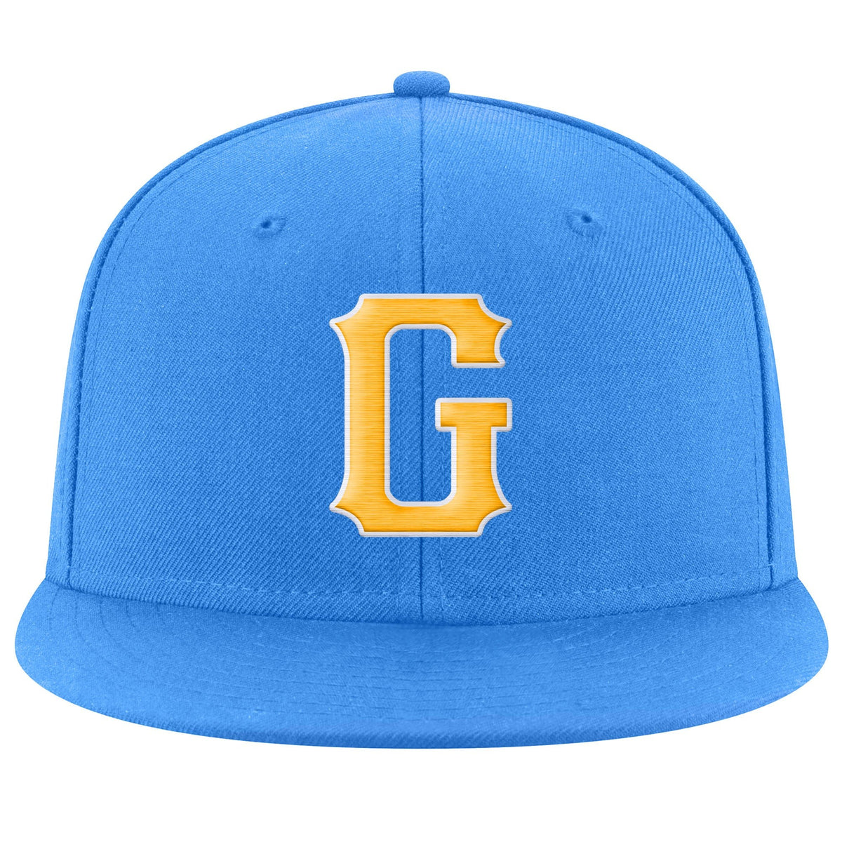 Custom Powder Blue Gold-White Stitched Adjustable Snapback Hat photo 2