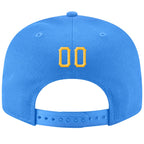 Custom Powder Blue Gold-White Stitched Adjustable Snapback Hat photo 3