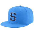 Custom Powder Blue Navy-White Stitched Adjustable Snapback Hat photo 1
