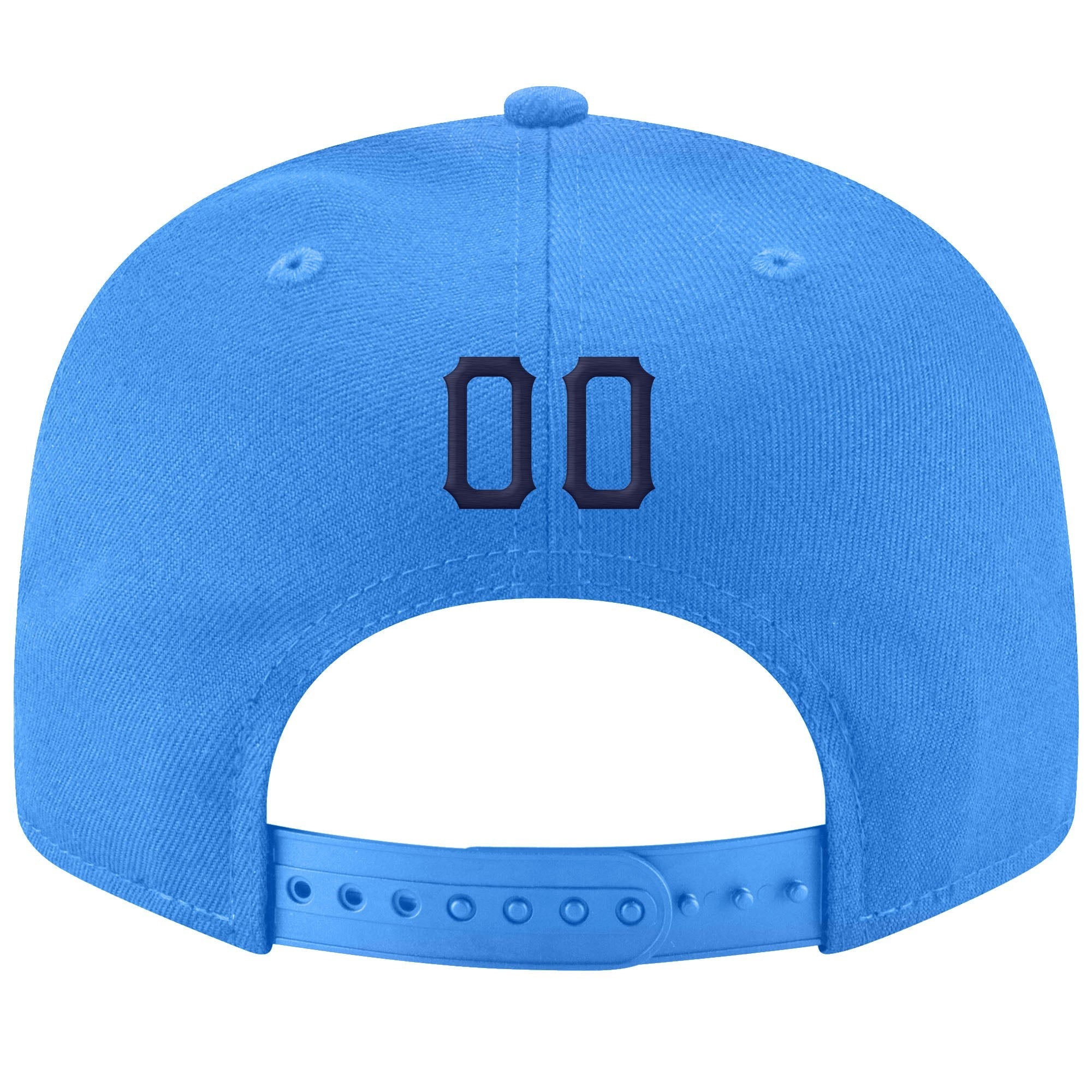 Custom Powder Blue Navy-White Stitched Adjustable Snapback Hat photo 3