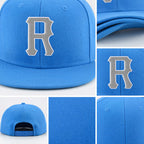 Custom Powder Blue Gray-White Stitched Adjustable Snapback Hat detail