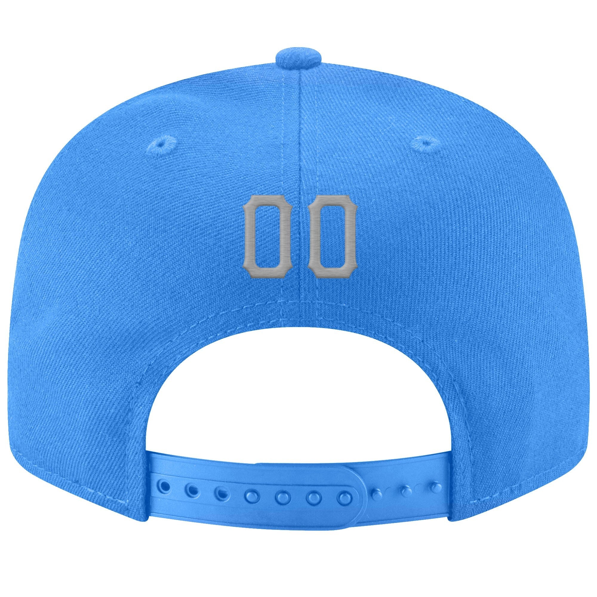 Custom Powder Blue Gray-White Stitched Adjustable Snapback Hat photo 3
