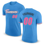 Custom Powder Blue Pink-Black Performance T-Shirt