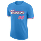 Custom Powder Blue Pink-Black Performance T-Shirt photo 5