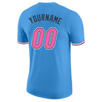 Custom Powder Blue Pink-Black Performance T-Shirt photo 6