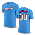 Custom Powder Blue White-Red Performance T-Shirt