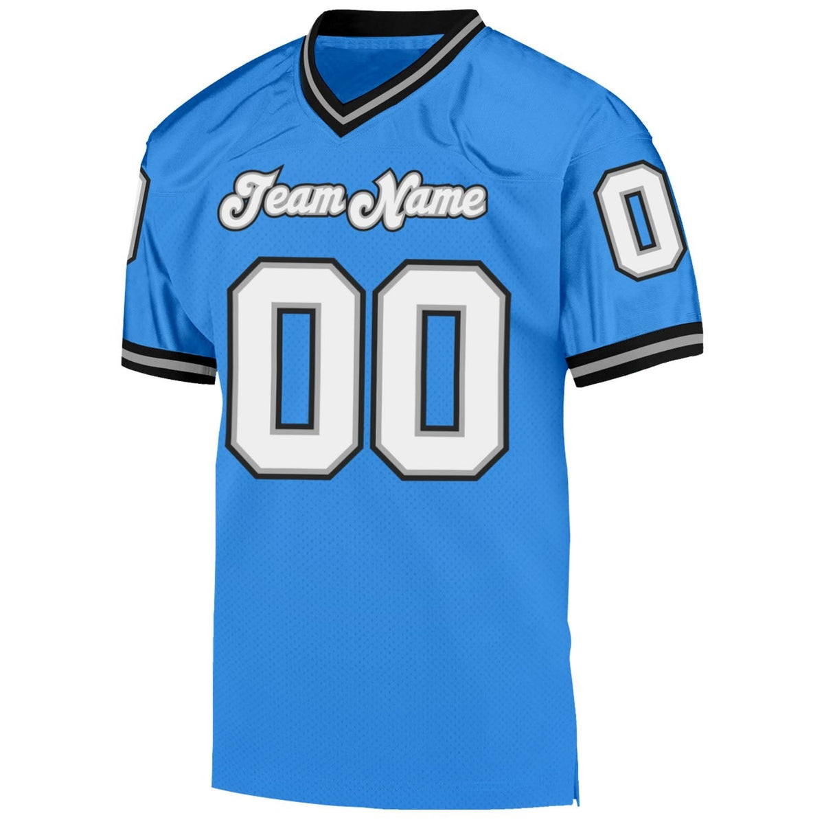 Custom Powder Blue White-Black Mesh Authentic Throwback Football Jersey photo 2