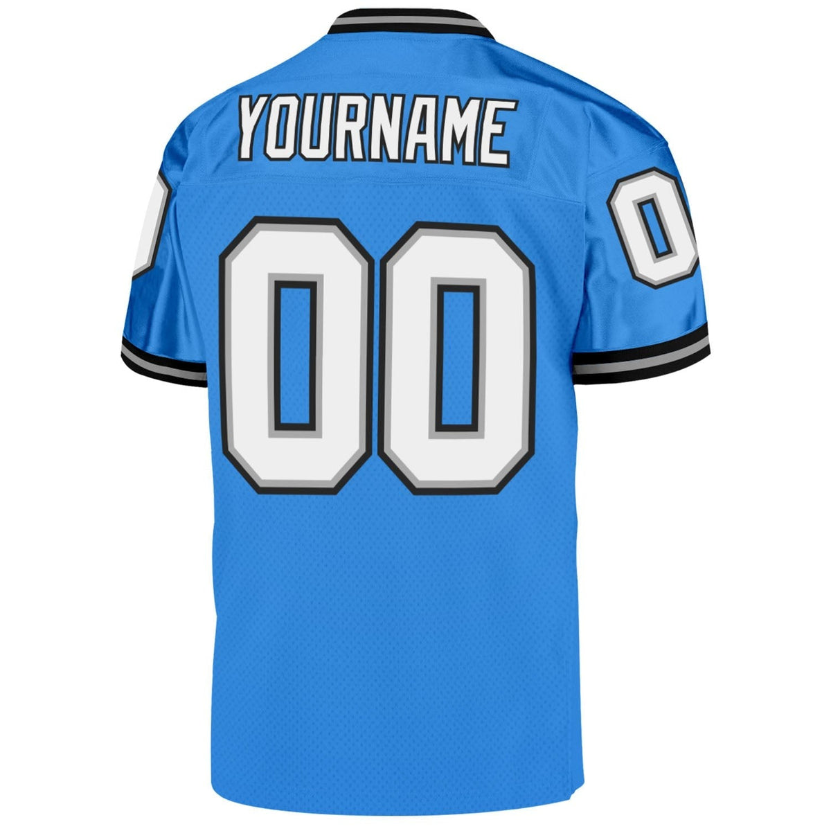 Custom Powder Blue White-Black Mesh Authentic Throwback Football Jersey photo 3