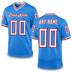 Custom Powder Blue White-Red Mesh Authentic Throwback Football Jersey
