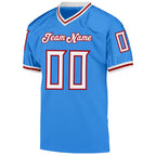 Custom Powder Blue White-Red Mesh Authentic Throwback Football Jersey photo 2