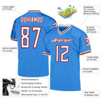 Custom Powder Blue White-Red Mesh Authentic Throwback Football Jersey photo 4