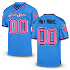 Custom Powder Blue Pink-Black Mesh Authentic Throwback Football Jersey
