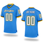 Custom Powder Blue White-Navy Mesh Authentic Throwback Football Jersey