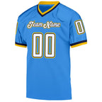 Custom Powder Blue White-Navy Mesh Authentic Throwback Football Jersey photo 2