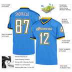 Custom Powder Blue White-Navy Mesh Authentic Throwback Football Jersey photo 4