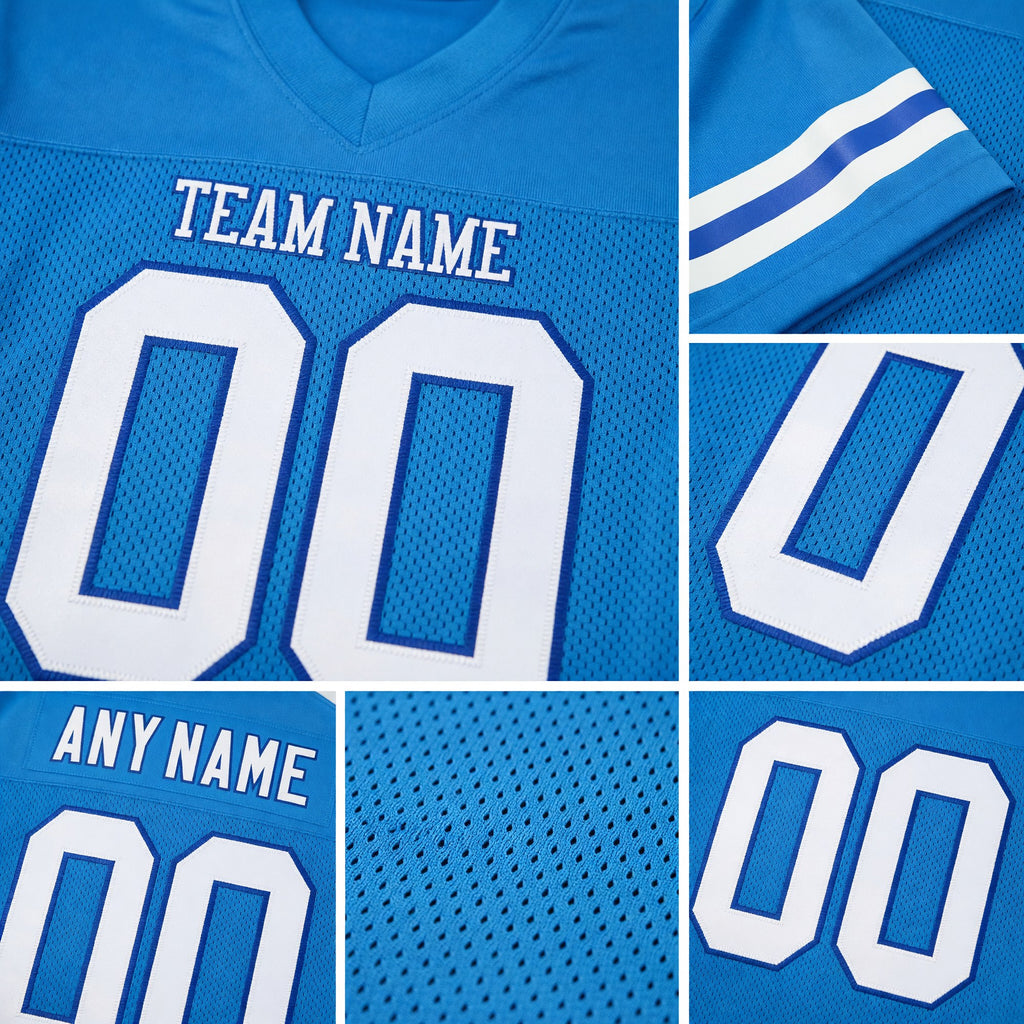 Custom Powder Blue White-Royal Mesh Authentic Football Jersey detail