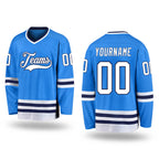 Custom Powder Blue White-Navy Hockey Jersey