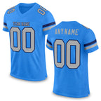 Custom Powder Blue Gray-Navy Mesh Authentic Football Jersey