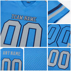 Custom Powder Blue Gray-Navy Mesh Authentic Football Jersey detail