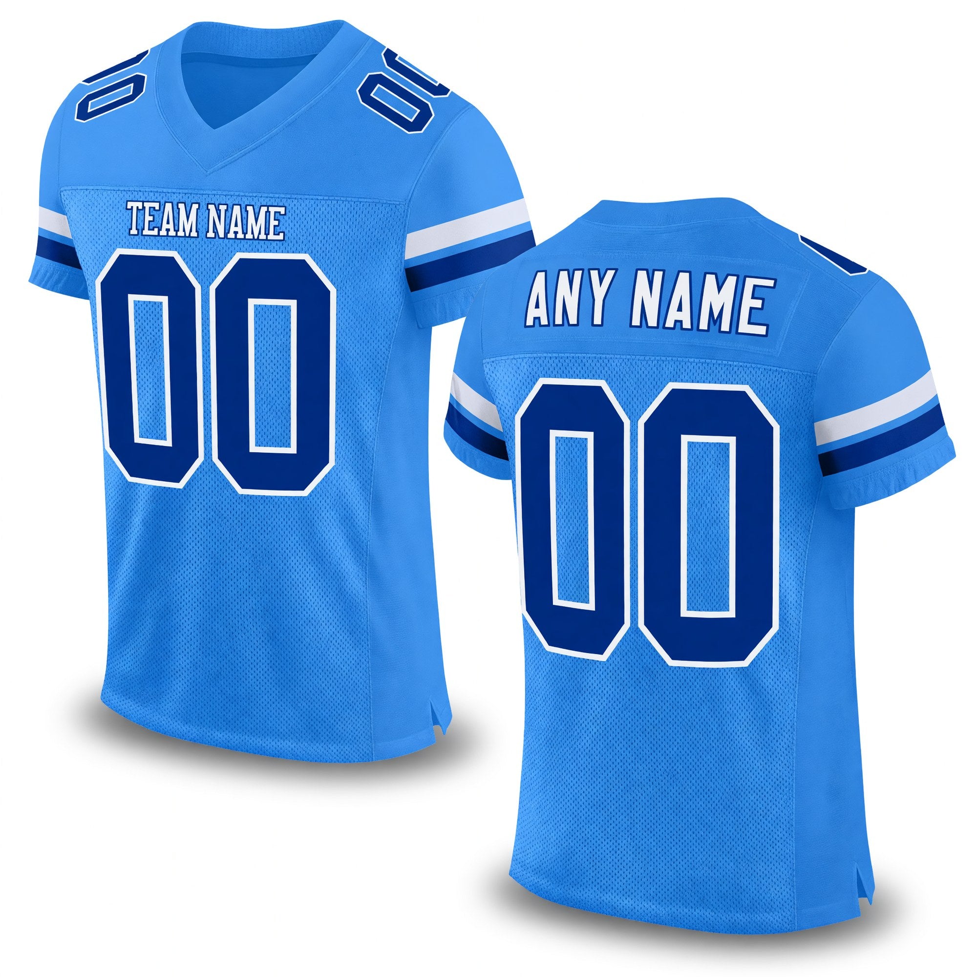 Custom Powder Blue Royal-White Mesh Authentic Football Jersey