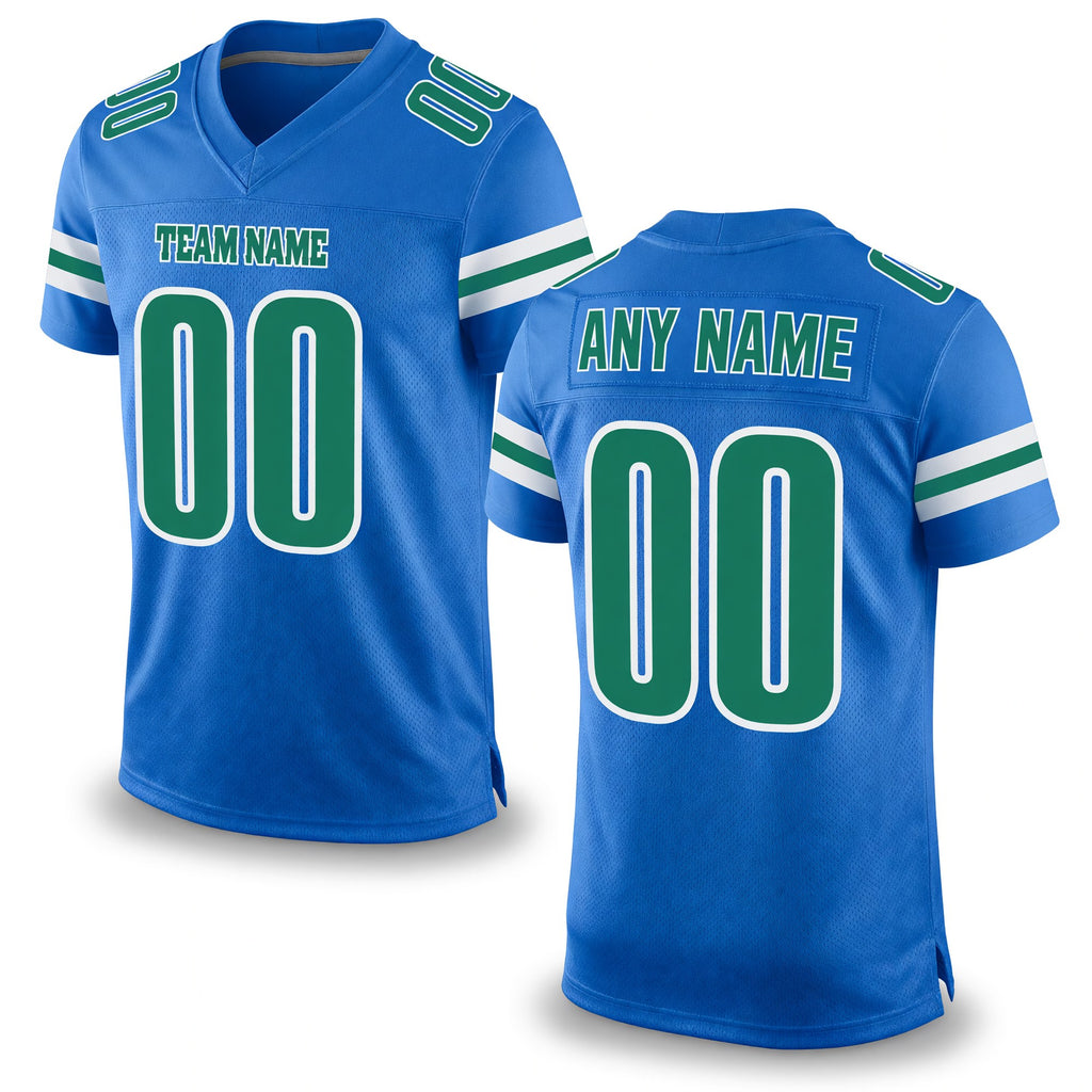 Custom Powder Blue Kelly Green-White Mesh Authentic Football Jersey
