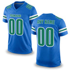 Custom Powder Blue Kelly Green-White Mesh Authentic Football Jersey