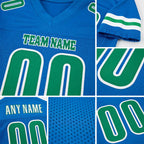 Custom Powder Blue Kelly Green-White Mesh Authentic Football Jersey detail