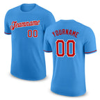 Custom Powder Blue Red-White Performance T-Shirt