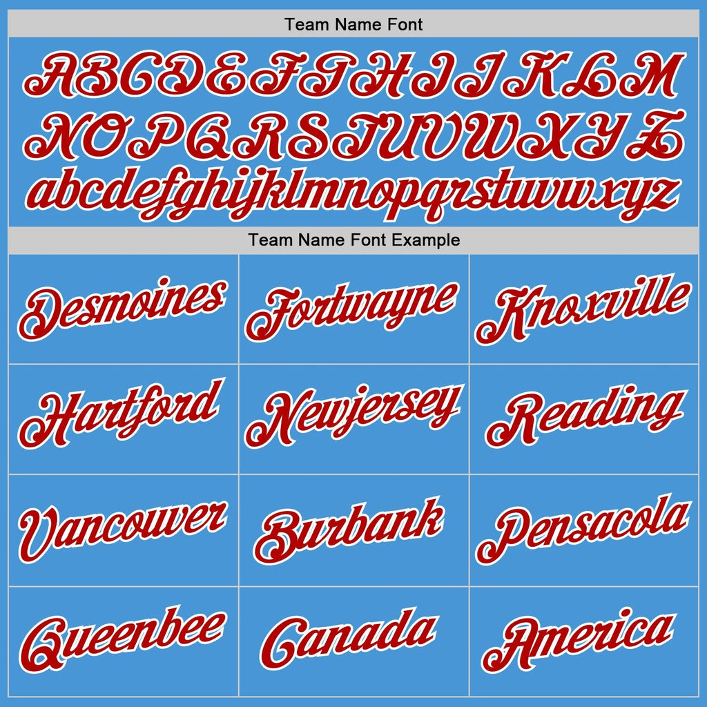 Custom Powder Blue Red-White Performance T-Shirt photo 3