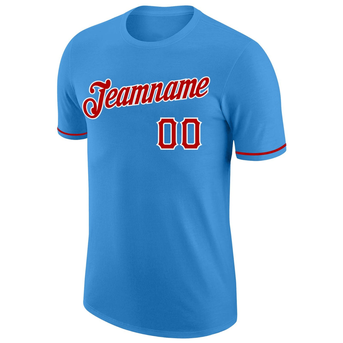 Custom Powder Blue Red-White Performance T-Shirt photo 4