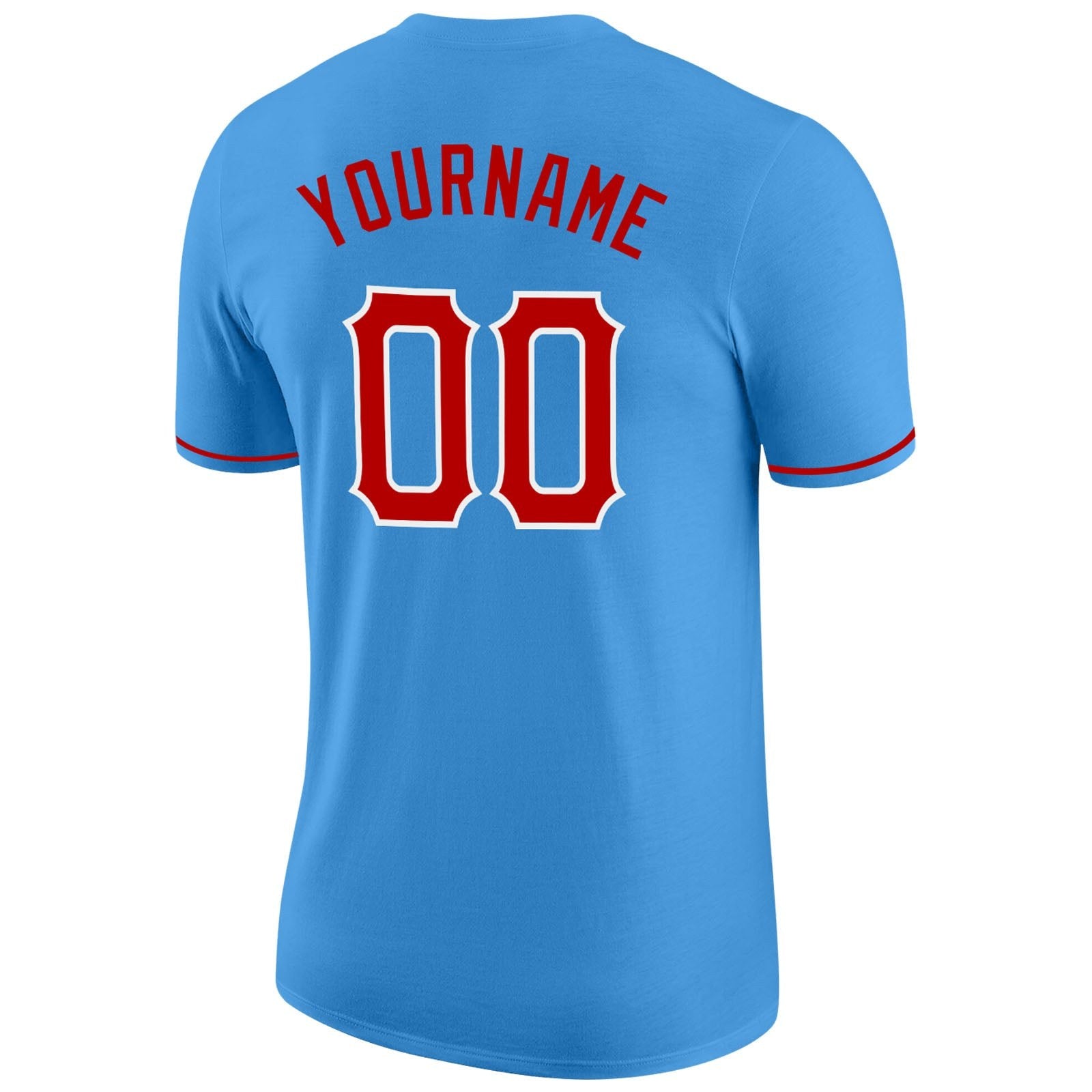 Custom Powder Blue Red-White Performance T-Shirt photo 5