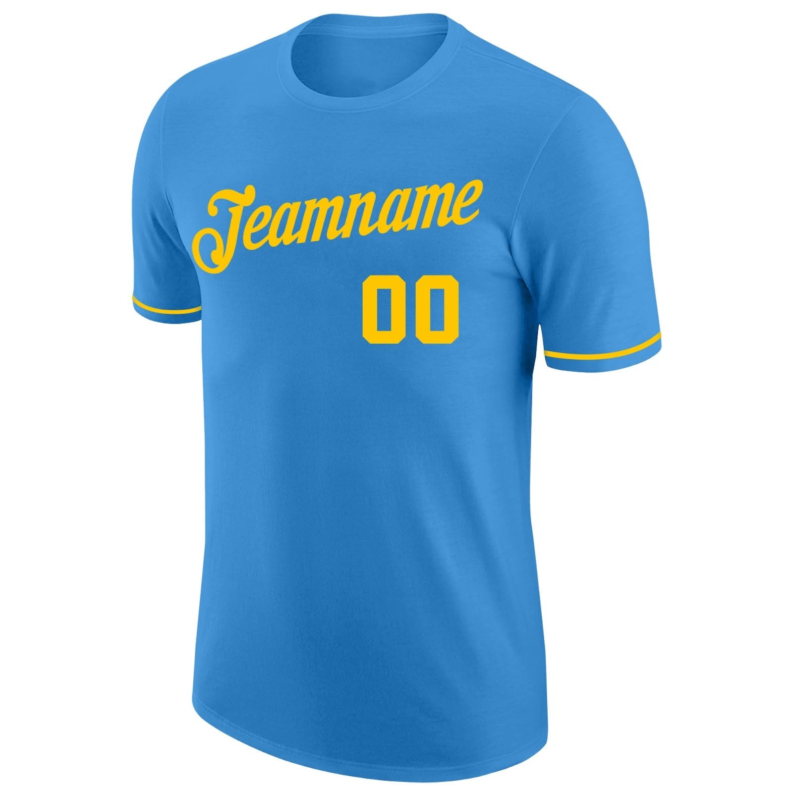 Custom Powder Blue Gold Performance T-Shirt photo 4