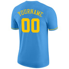 Custom Powder Blue Gold Performance T-Shirt photo 5