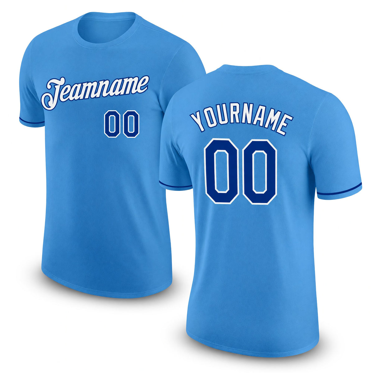 Custom Powder Blue Royal-White Performance T-Shirt