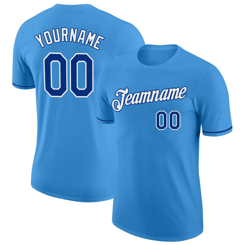 Custom Powder Blue Royal-White Performance T-Shirt photo 1