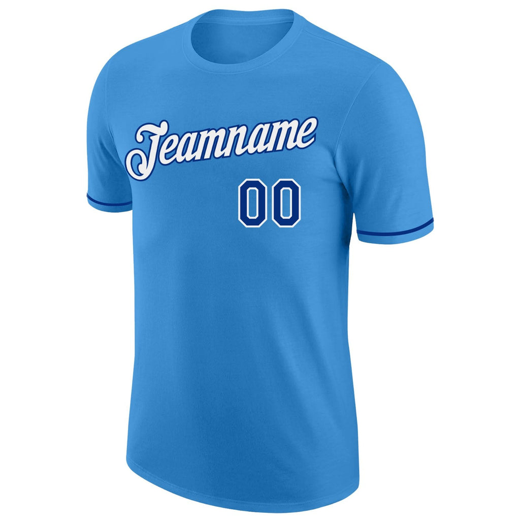 Custom Powder Blue Royal-White Performance T-Shirt photo 4